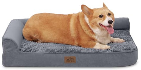 COZY KISS Orthopädisches Hundebett, 19cm Dicke Hundesofa für Mittelgroße Hunde, Abnehmbar und Waschbar Hundecouch, rutschfeste Unterseite, Wasserdichtes Innenfutter (Gris-L-Type, M(91 * 69 * 19CM))