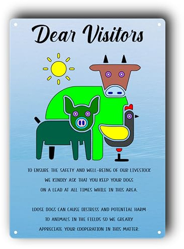 A4 UV Printed Livestock Safety Sign - Keep Dogs on Lead | Aluminium Composite, 297x210mm, Animal Safety Notice for Farmers & Landowners | Pre-Drilled Holes