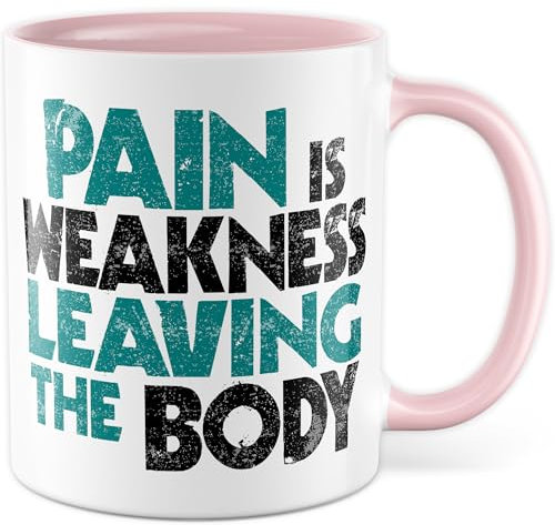 Tasse Gymrat Geschenk Pain is Weakness leaving the Body, Kaffeetasse Fitnessliebhaber Fitnessbegeisterte Bodybuiler, Geschenkidee Sportler Fitnessstudio Gymgänger Kaffee-Becher