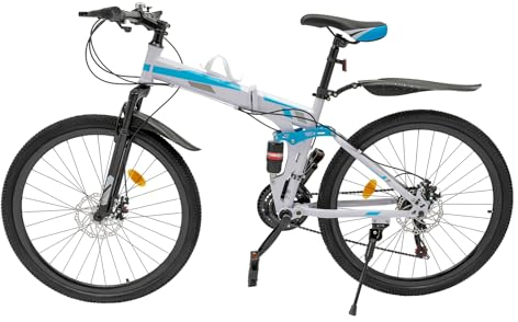 ARBGO Klapprad Mountainbike 26 Zoll Klapprad Erwachsene Fahrrad, Vollfederung Faltrad mit Doppelte Scheibenbremsen, 21-Gang-Schalthebel Klapprad MTB, Faltrad für Erwachsene, Weiß