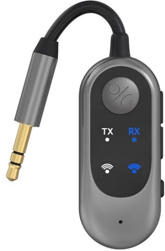 PRMHOOT Aux Bluetooth Adapter, 2-in-1 Bluetooth 5.3 Sender Empfänger Klinke 3.5mm, Transmitter Receiver Freisprechanruf für Auto, TV, Fernseher, Kopfhörer, Stereoanlage