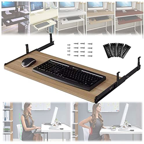 Schreibtisch-Verlängerung, Holztisch, ausziehbar, Tastaturablage, 70 x 27 cm, ergonomisches Design, einfache Montage, verbessert die Haltung, starke Tragfähigkeit