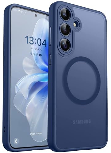 CANSHN für Samsung Galaxy S25 Hülle mit Kameraschutz für Magsafe (TOP Militärschutz & Magnetkraft) Extrem Haltbarkeit Handyhülle S25 Case - Transluzente Matt Dunkelblau