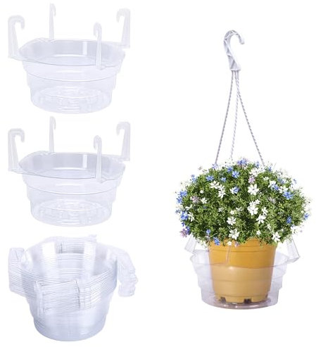 Adnee 15 Pcs 6 Inch Hanging Plant Water Catcher-Clear Plastics Plant Water Catcher Tray-Hanging Plant Saucers Drip Pans for Indoor Outdoor Hanging Basket Flower Pot