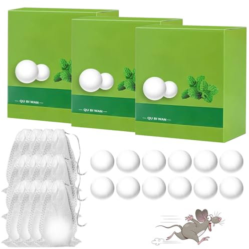 Rodent Repellent Balls, 12pcs Mouse Repellent, Rat Deterrent, Rodent Control, Mice Repellent Indoor, Mouse Deterrent, Anti Mice More Humane Than Mouse Trap, Ultrasonic Mouse Repellent for In-Outdoor