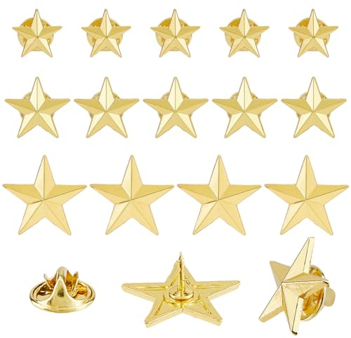 SUPERFINDINGS 30 Stück Stern Abzeichen Anstecknadel Gedenkstern Brosche Militär Pentagramm Legierung Platin/Gold Anstecknadeln Für Kostüm Hut Rucksack Partykostüm