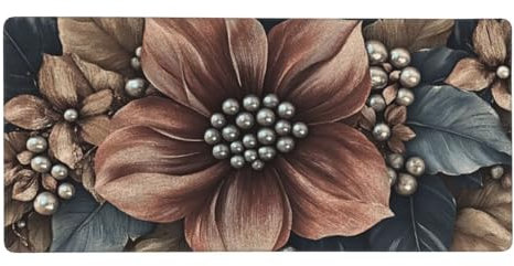 Tapis de Souris XXL Gaming 1200x600x3mm Fleurs de Perles Grand Mouse Pad avec Base en Caoutchouc Antidérapant, Imperméable et Antitache Surface en Tissu Bords Cousus pour PC Souris et Clavier F9327