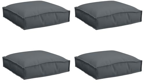 vidaXL Palettenkissen für Sitzfläche 4 pcs Anthrazit 40 x 40 x 8 cm, Garten und Terrasse, modernes quadratisches Kissen, wasserfestes Sitzpolster für höchsten Komfort