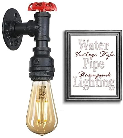 LEDSone Vintage-Wasserrohr-Wandlampe, Scone, Steampunk, industrielles Eisen, Rost, Retro, Heimbar, (Typ 3-Schwarz)