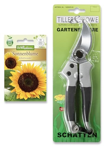 Gartenschere, Bypass-Schere 1 Stück | Größe: 20 cm | plus Saatguttüte Sonnenblume Schnittwunder