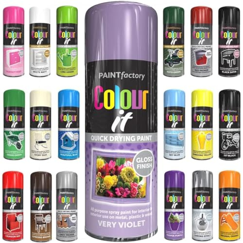 Pack of 2 Spray Paint Very Violet Gloss Aerosol 400ml Cans - Quick Dry, All Purpose Spray Paint for Interior and Exterior Ideal for Wood, Metal, Plastic, Indoor & Outdoor Use
