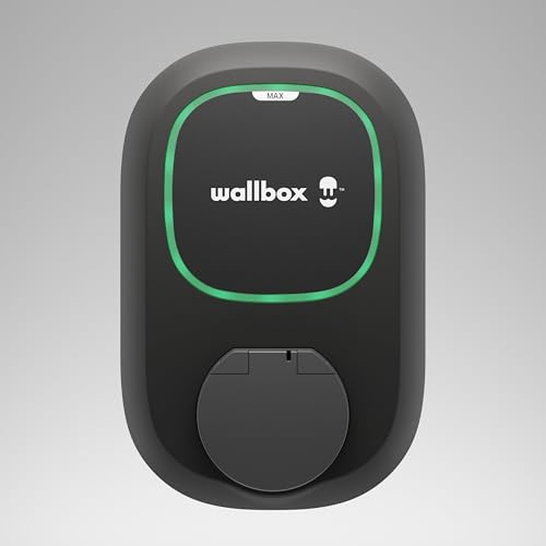 Wallbox Pulsar Max Ladegerät für Elektrofahrzeuge, 7,4 kW, Typ 2, WLAN, Bluetooth, OCPP, Erdungsschutz, Steckdose (mit Auslöser), einfach zu installierendes Design, kompatibel mit Google Home und