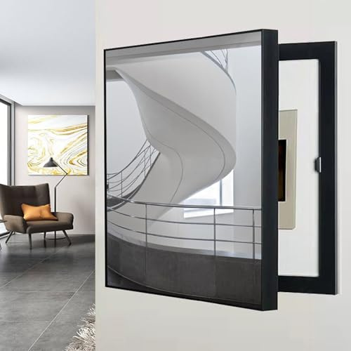 Couvercle décoratif pour Panneau électrique, boîte à fusibles, Cache-Compteur, Peinture décorative, Design Pictural pour Salon, Maison ou Bureau (Noir E, 50 x 70 cm)
