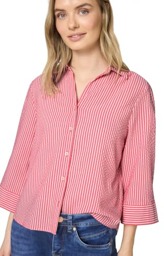 Street One Damen 3/4-Arm Bluse in Seersuckerqualität
