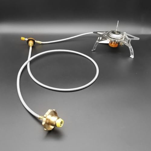 Tidevib Outdoor for Fuel Adapter Pipe for LPG to for Flat Canister, Copper for Stainless Steel Construction with 304 Mesh Safety Layer, Rotatable Interface