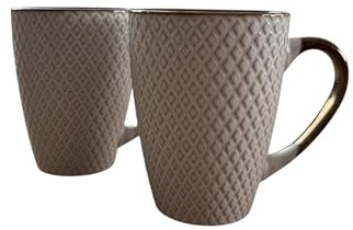 Seyila Home Tasse 2 er Set aus Steingut, edles Design, stilvolle Tassen für Kaffee, Tee oder Kakao, ideal als Geschenk, Küchengeschirr 300 ml (Motiv 2)