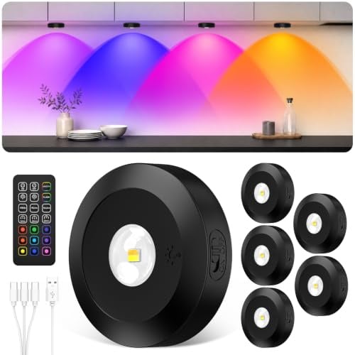 JVURICE Vitrinenbeleuchtung LED Spot 2400mAh Akku Kabellos Dimmbar Schrankbeleuchtung Regal Beleuchtung RGB Timing Magnetische Batterie Led Für Vitrinenbeleuchtung Mit Fernbedienung