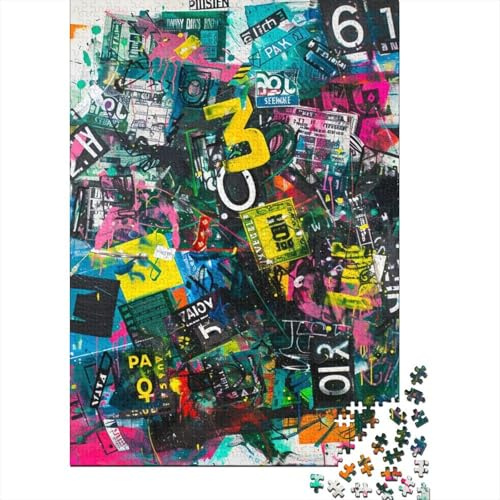Abstract Numbers 1000 Piece Jigsaw Puzzle cardboard for adults graffiti style vibrant colour street scene Puzzle Game for Family Brain Teaser wall art leisure