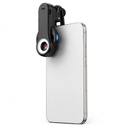 Goshyda Handy-Mikroskopobjektiv 120X, Clip-On-Mikroskop mit 40X 80X Vergrößerung und LED für die Handy-Kamera