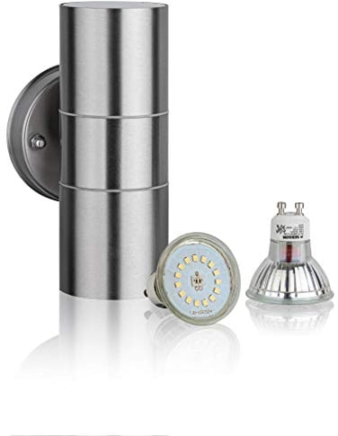 SEBSON Aussenleuchte, Wandleuchte, Edelstahl, up down, inkl. 2x GU10 LED Lampe 4W (3,5W) kaltweiß