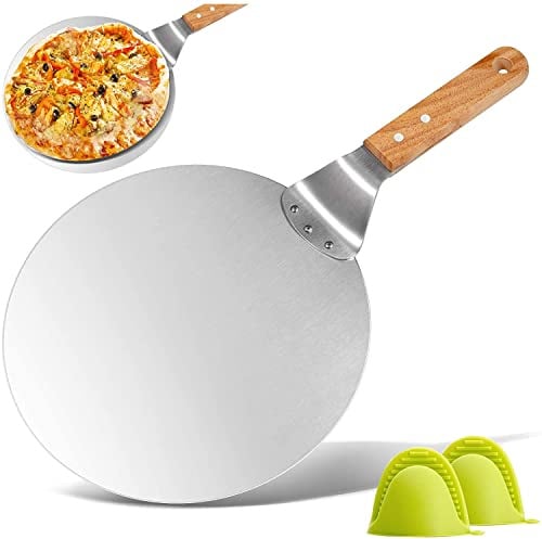 KSENDALO 10 Stainless Steel Pizza Peel with Wooden Handle