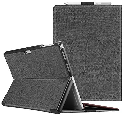 Fintie Hülle für Microsoft Surface Pro 7/7 Plus / 6/5, Business Schutzhülle mit Harter Schale, anpassbarer Betrachtungswinkel, Kompatibel mit Type Cover Tastatur, Dunkelgrau