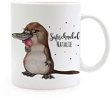 ilka parey wandtattoo-welt Tasse Becher Schnabeltier mit Eis & Süßschnabel Name Wunschname Kaffeebecher Geschenk Spruchbecher ts983