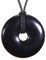 Morella Damen Halskette 80 cm Donut Edelstein Anhänger schwarzer Obsidian im Samtbeutel