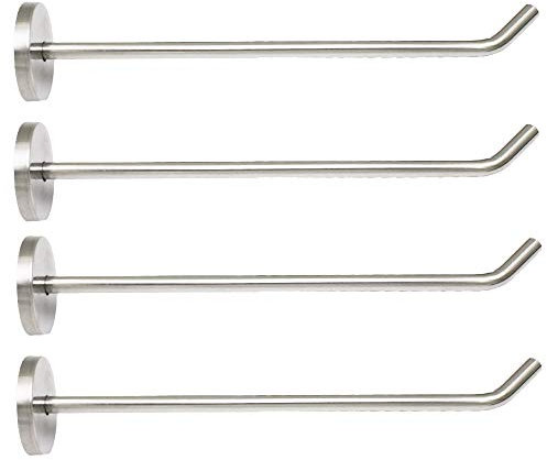 NELXULAS Haken für die Wandmontage, gebürsteter Edelstahl, robust, kurze Nase, geeignet für Küche, Schlafzimmer, Wohnzimmer, Badezimmer, Schränke und Garagen (19,8 cm, 4 Stück)