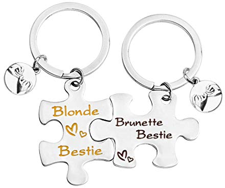 bobauna Best Friend Keychain Set Brunette Bestie Blonde Bestie Friendship Jewelry Gift for BFF Soul Sisters Bridesmaid, Brünette Blonde Bestie Schlüsselanhänger, 4cm * 2.8cm