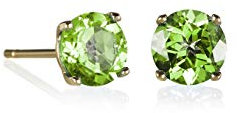 Anakao Ohrringe für Damen mit natürlichen Edelsteinen. Peridot Ohrstecker aus 9 Karat Gold, besetzt mit 6 mm Edelsteinen. Massiver Gold-Ohrschmuck für Frauen