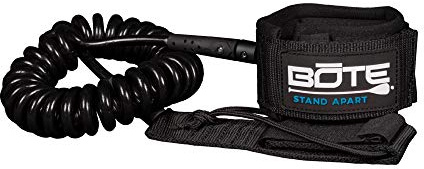 BOTE Coiled PVC Wrapped Ankle Leash Universal Design for SUP Stand Up Paddle Boarding Surf Wake Watersports Accessory 10 FT Leash Adults Kids Friendly