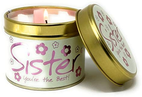 Lily Flame You're The Best Sister Scented Tin Candle- A Heartfelt Gift of Love and Appreciation - Pretty Pink Flowers on Pistachio Green with a Sweet, Powdery Scent - Crafted with Love