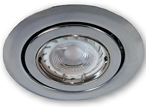 LICHT DISCOUNT Ultra Flacher 230V LED Spot Einbaustrahler SSD004 chrom glänzend | GU10 LED Modul 5W warmweiss dimmbar | Geringe Einbautiefe von nur 35 mm
