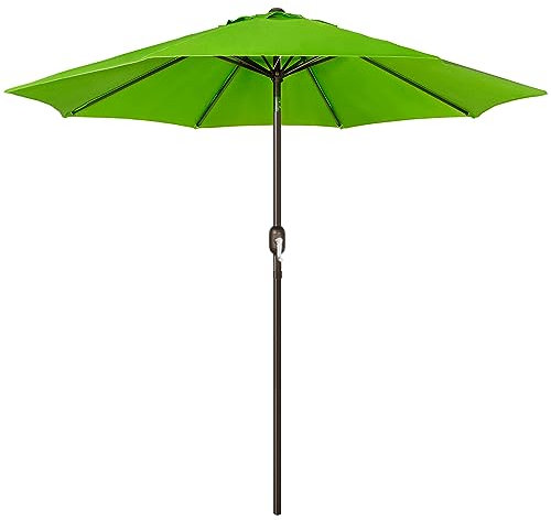 Blissun Ombrellone da esterno da 2,8 m, ombrellone da tavolo per esterni, ombrello da giardino, ombrello da mercato con 8 stecche robuste, pulsante di inclinazione e manovella (lime)