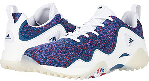 adidas Men's Codechaos 21 Primeblue Spikeless Golf Shoes, Footwear White/Legend Mar/Scarlet, 11.5