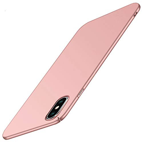 Tybiky iPhone XS Hülle, iPhone X Matte PC Schutzhülle Ultra Dünn Hardcase Minimalist Matt Schutz hüllen Tasche Stoßfest Schale Anti Scratch Bumper Handyhülle Case Cover für iPhone XS/X, Roségold