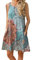 OMZIN Damen Sommer Kleid A Linie Lose Casual Strand Tank Ärmelloses Sommerkleid lose Swing Flowy Kleid Blau M