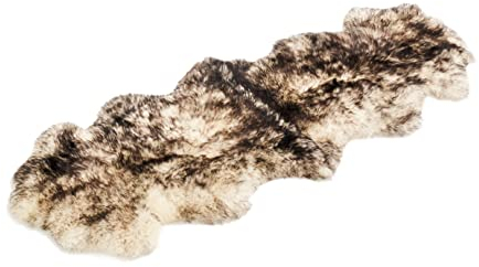 Cakla Lammfell Echt 210-200 cm x 55-65 cm - Schaffell Echt aus Zwei Lederseiten Genäht - Fellteppich Schwarz - Deko Fell für Stühle und Sofa - Natürliche Lammfell Teppich Wohnzimmer