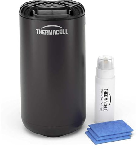 Thermacell Repellente Antizanzare Mini Halo per Esterno, Protezione 21 m², Include una Ricarica da 12 ore + 3 Piastrine, Grafite