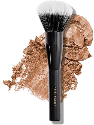 LAURA GELLER Vollgesichtspuder-Make-up-Pinsel mit Holzgriff in Mitternachtsschwarz – Foundation, Setting Powder, Rouge, Bronzer, Highlighter und Luminizer – durchscheinendes, gleichmäßiges Auftragen