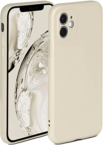 ONEFLOW Soft Case für iPhone 12 Hülle aus Silikon mit Kameraschutz, Silikonhülle mit erhöhtem Schutz fürs Display, Backcover Schutzhülle, weiche Handyhülle, Creme