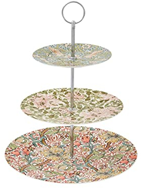 William Morris & Co 3 Tier Cake Stand, Strawberry Thief, Honeysuckle