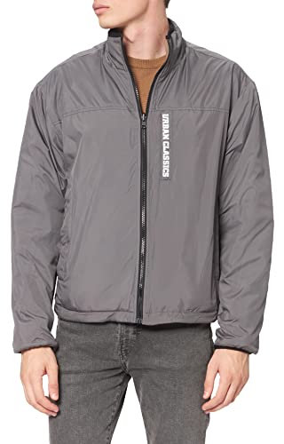 Urban Classics Giacca in Pile Polare Reversibile, Kaki Scuro/Asfalto, S Uomo