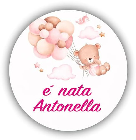 100 Tag Adesivi personalizzati per nascita, battesimo, compleanno, PERSONALIZZALO QUI con nome, frase, data, etichette adesive per inviti, scatolini, sacchetti, bomboniere, regalini
