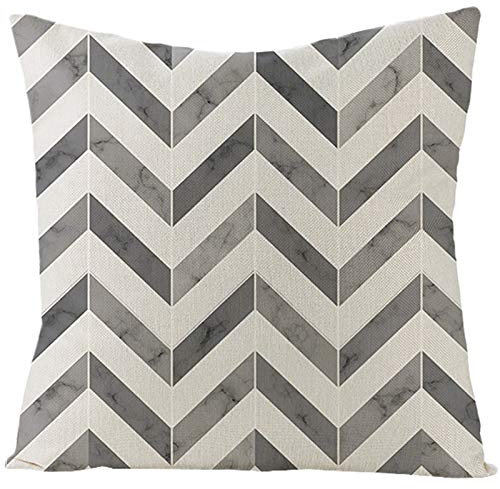 EHOMERY Kissenbezüge Uni Kissenhülle Dekokissen Gewellter Streifen Flachs Zierkissenbezüge Kissenbezüge Landhaus Kissenbezug Landhausstil Wohnzimmer Sofa Dekoration Grau-Beige 16X16 Inches
