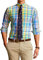 POLO RALPH LAUREN Mens Long Sleeve Oxford Button Down Shirt Yellow/Turquoise Multi, Multi, XL