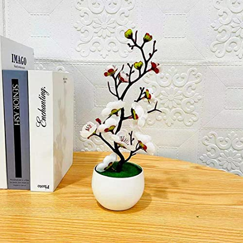 HOHOVYVY Artificial Bonsai Tree, Artificial Bonsai in Pot, Bonsai Artificial Plant Like Real, Decorative Bonsai Plum Blossoms, Artificial Indoor Plants for Bathroom Decoration, Desktop, Office,