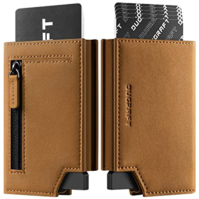 DUGRAFT Porte Cartes de Crédit RFID Portefeuille de Cartes avec Compartiment pour Billets de Banque, Poche à Monnaie et Fermeture Magnétique pour Homme