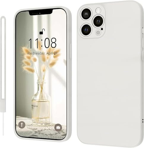 KPPIT for iPhone 12 Pro Max Case Silicone 6.7 Inch, Ultra Slim Soft Gel Anti-Scratch,Microfiber Lining,Rubber Shockproof Case Cover iPhone 12 Pro Max,Vintage White